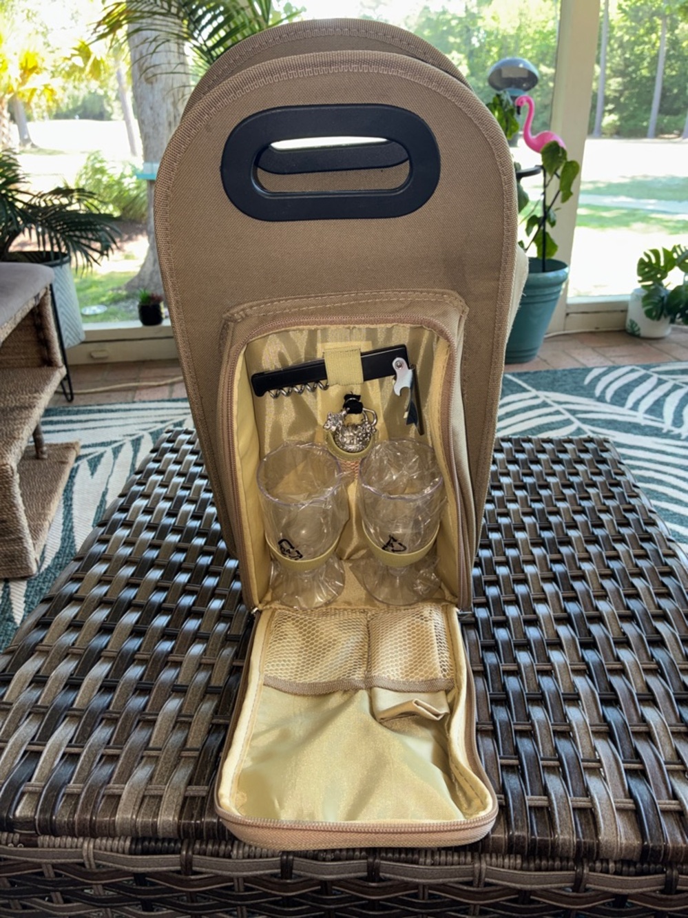 Leeds Brand Princess Cruises 2 Bottle Tote Like New Wine Cooler Zip Glasses